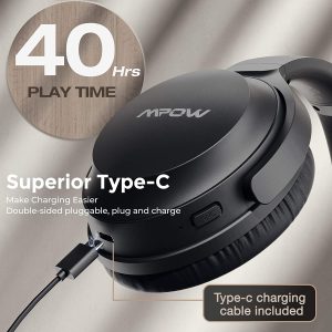 MPOW H12 IPO Active Noise Cancelling Wireless Over Ear Headphones with Deep BASS - Black - Image 8