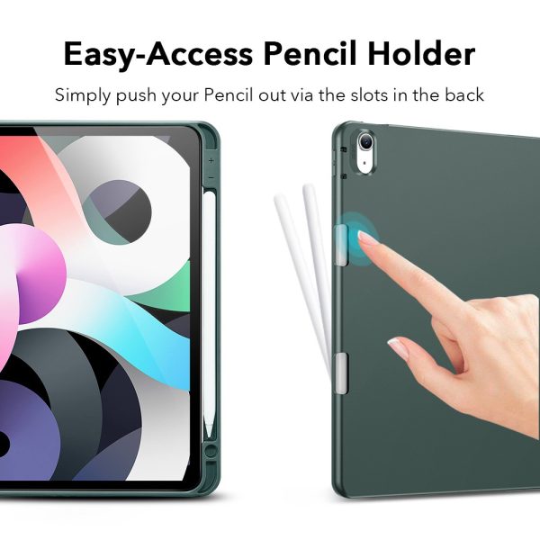 iPad Air 5 2022 /iPad Air 4 2020 Rebound Pencil Case Convenient Pencil Holder & Soft Flexible TPU Back Cover - Cactus Green - Image 8