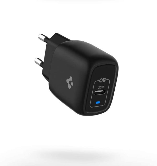 20W iPhone 13 / iPhone 12 GaN Charger ArcStation Pro by PowerArc Spigen - Black - EU Plug - Image 1