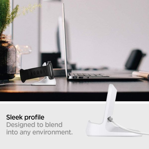 Apple Watch Stand Spigen S350 for 44mm/40mm Series 6/SE/5/4 and 42mm/38mm Series 3/2/1 Compatible with Nightstand Mode - White - Image 3