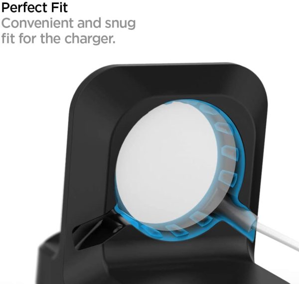 Apple Watch Stand Spigen S350 for 44mm/40mm Series 6/SE/5/4 and 42mm/38mm Series 3/2/1 Compatible with Nightstand Mode - Black - Image 3