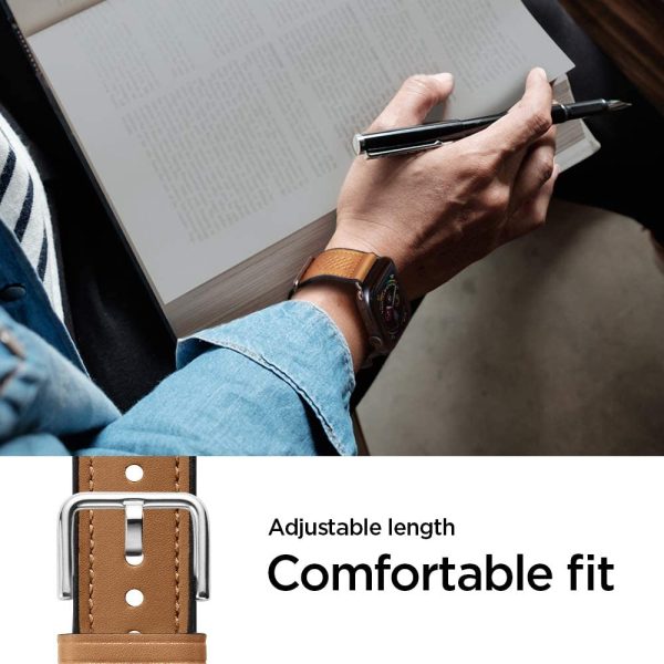 610mRBTLNTL._AC_SL1000_ Apple Watch Band for 44mm / 42mm Retro Fit by Spigen for Models 6/SE/5/4/3/2/1 - Brown - 062MP25078 - Image 2