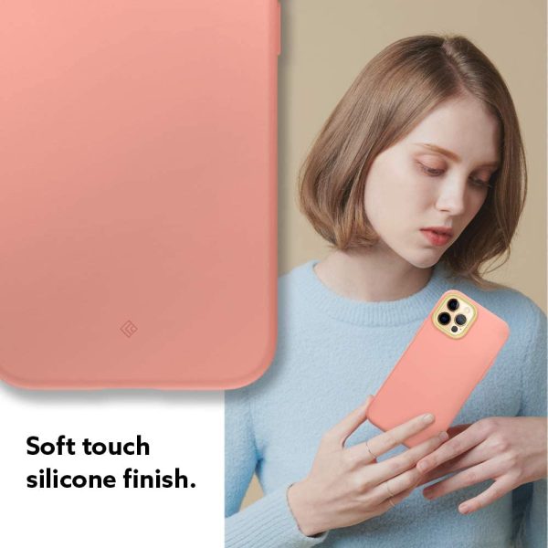 61BAso6rPmL._AC_SL1000_ iPhone 12 / 12 Pro NanoPop Dual tone Liquid Silicone Case by Caseology - Peach Pink - ACS01722 - Image 7