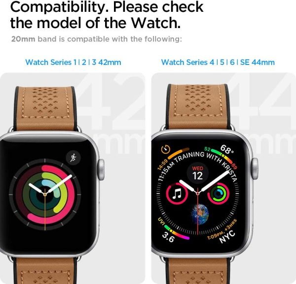 61UDseluR3L._AC_SL1000_ Apple Watch Band for 44mm / 42mm Retro Fit by Spigen for Models 6/SE/5/4/3/2/1 - Brown - 062MP25078 - Image 6