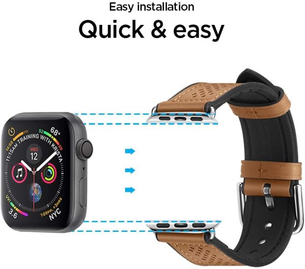 61dyF80WIwL._AC_SL1000_ Apple Watch Band for 44mm / 42mm Retro Fit by Spigen for Models 6/SE/5/4/3/2/1 - Brown - 062MP25078 - Image 4