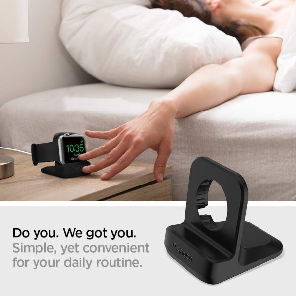 Apple Watch Stand Spigen S350 for 44mm/40mm Series 6/SE/5/4 and 42mm/38mm Series 3/2/1 Compatible with Nightstand Mode - Black - Image 4