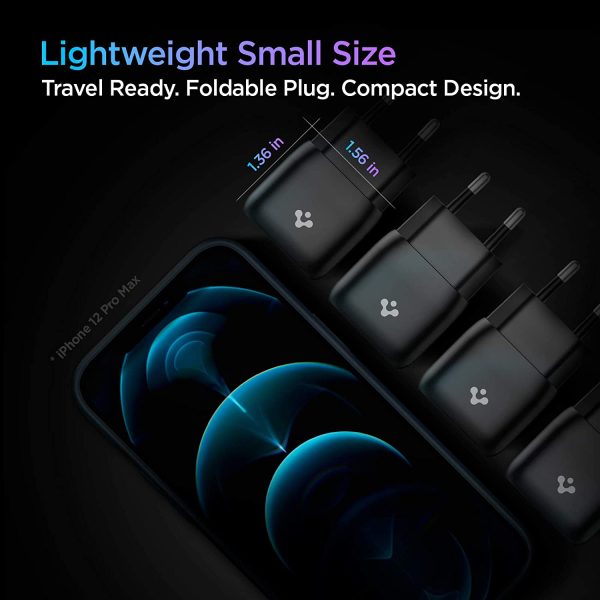 20W iPhone 13 / iPhone 12 GaN Charger ArcStation Pro by PowerArc Spigen - Black - EU Plug - Image 3