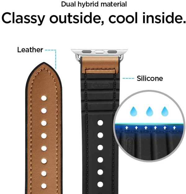 61kWazLaL3L._AC_SL1000_ Apple Watch Band for 44mm / 42mm Retro Fit by Spigen for Models 6/SE/5/4/3/2/1 - Brown - 062MP25078 - Image 5