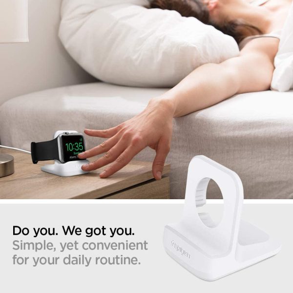 Apple Watch Stand Spigen S350 for 44mm/40mm Series 6/SE/5/4 and 42mm/38mm Series 3/2/1 Compatible with Nightstand Mode - White - Image 5