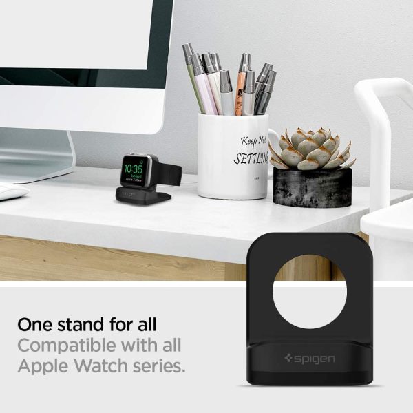 Apple Watch Stand Spigen S350 for 44mm/40mm Series 6/SE/5/4 and 42mm/38mm Series 3/2/1 Compatible with Nightstand Mode - Black - Image 6