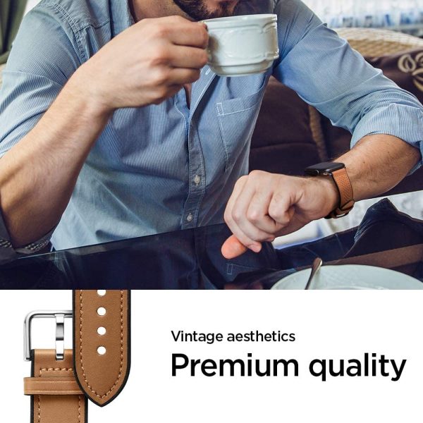 715cdYd6nGL._AC_SL1000_ Apple Watch Band for 44mm / 42mm Retro Fit by Spigen for Models 6/SE/5/4/3/2/1 - Brown - 062MP25078 - Image 3