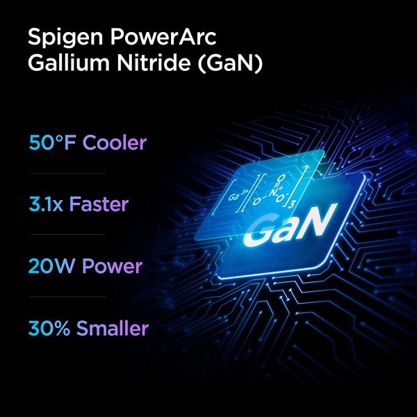 20W iPhone 13 / iPhone 12 GaN Charger ArcStation Pro by PowerArc Spigen - Black - EU Plug - Image 5