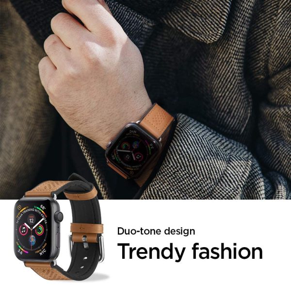 71okyxWhahL._AC_SL1000_ Apple Watch Band for 44mm / 42mm Retro Fit by Spigen for Models 6/SE/5/4/3/2/1 - Brown - 062MP25078 - Image 7