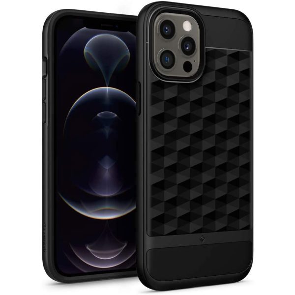parallax-caseology-12-pro-max iPhone 12 Pro Max Parallax Rugged Slim Case by Caseology - Matte Black ACS01633 - Image 1