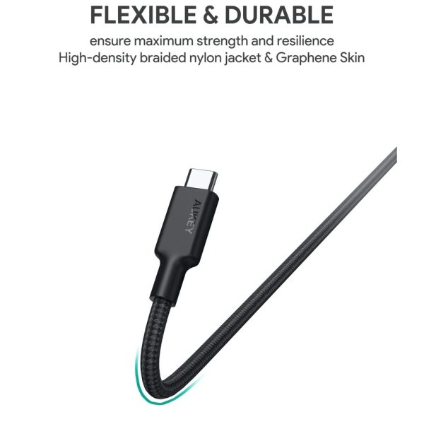 Aukey Gen2 E Marker PD 100W USB 3.1 Type C To Type C Cable - CB-CD21 - Black - 3 feet - Image 5