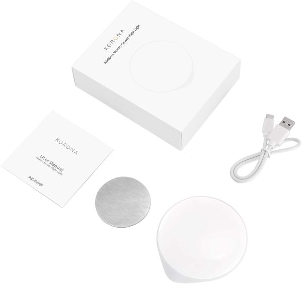 511WW6JKEJL._AC_SL1500_ Aukey AiPower Rona Motion Sensor Night Light Aipower LED Motion Sensor Night Light Rechargeable, Wireless Stick-on Warm White Light with Built-in Infrared Movement Detector, USB C Charging - 2 PACK - KR-NL01 - Image 7