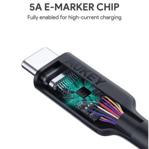 Aukey Gen2 E Marker PD 100W USB 3.1 Type C To Type C Cable - CB-CD21 - Black - 3 feet - Image 6