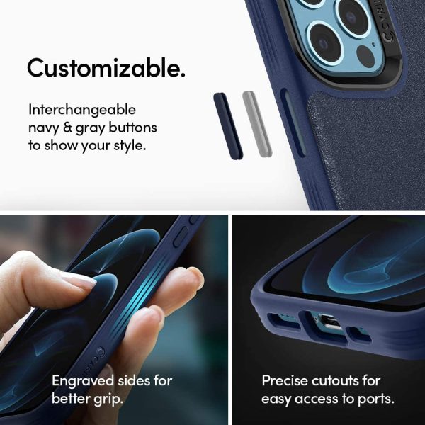 Apple iPhone 12 / 12 Pro Leather Brick by CYRILL Spigen - ACS01735 - Navy Blue - Image 4