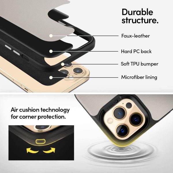 61NAWgO+K2L._AC_SL1000_ Apple iPhone 12 / 12 Pro Leather Brick by CYRILL Spigen - ACS01734 - Stone - Image 2