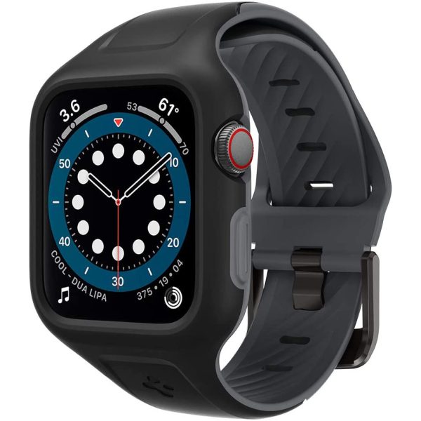 61OC97+tkAL._AC_SL1000_ Apple Watch Band & Case for 44mm Liquid Air Pro by Spigen for Models 6/SE/5/4/3/2/1 - Black - AMP02007 - Image 1