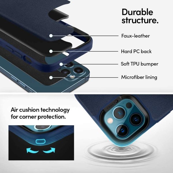 Apple iPhone 12 / 12 Pro Leather Brick by CYRILL Spigen - ACS01735 - Navy Blue - Image 3