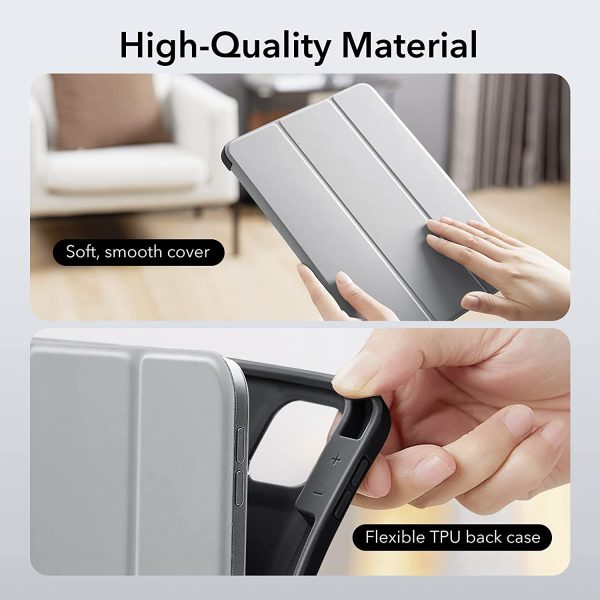 iPad Pro 11 2022 / 2021 Rebound Pencil Case Convenient Pencil Holder & Soft Flexible TPU Back Cover - Silver Gray - Image 3