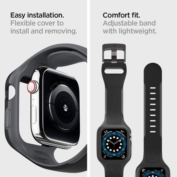 Apple Watch Band & Case for 44mm Liquid Air Pro by Spigen for Models 6/SE/5/4/3/2/1 - Black - AMP02007 - Image 5