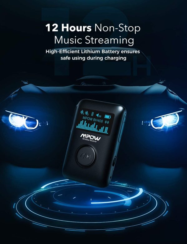 MPOW Wireless Music Receiver for Music Streaming on Devices without Bluetooth with LCD Screen - Black - Image 8