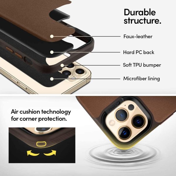 61nh93YZhtL._AC_SL1000_ Apple iPhone 12 / 12 Pro Leather Brick by CYRILL Spigen - ACS01733 - Saddle Brown - Image 4