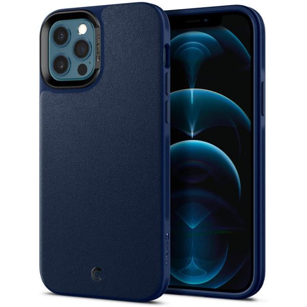 Apple iPhone 12 / 12 Pro Leather Brick by CYRILL Spigen - ACS01735 - Navy Blue - Image 1