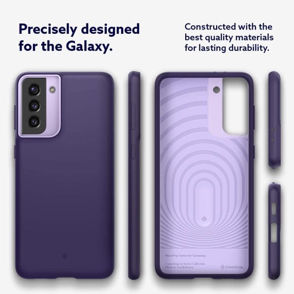 61yrC3l3jeL._AC_SL1000_ Galaxy S21 NanoPop Dual tone Liquid Silicone Case by Caseology - Light Violet - ACS02435 - Image 7