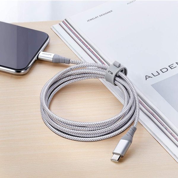USB C to Lightning Cable MFi Certified Nylon Braided by ESR - 6 Feet - Silver - Image 9