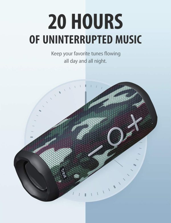 Tribit StormBox Bluetooth Speaker - 360° Full Surround Sound, Enhanced Xtra Bass, Wireless Dual Pairing, 20-Hour Playtime - Camo - Image 2