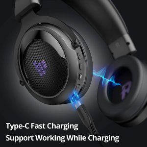 Tronsmart Shadow Wireless Gaming Headset with no Lag using 2.4 G Technology, 12 Hour Battery for PC, PS4, PS5 & other Consoles - Black / Purple - Image 6