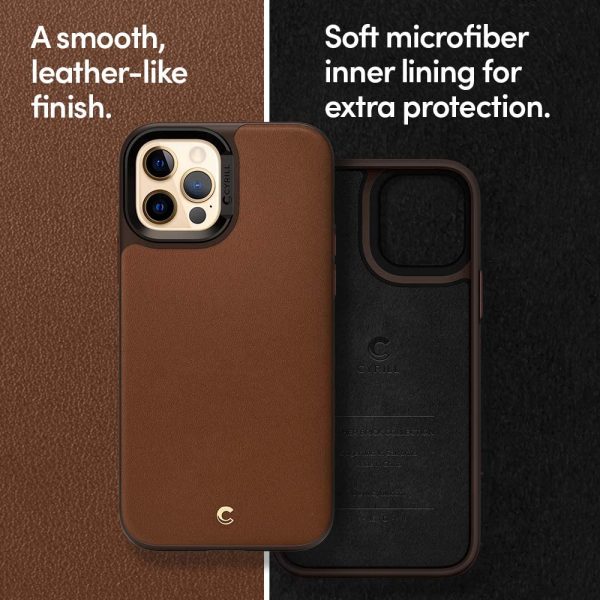 71BnYyGzQLL._AC_SL1000_ Apple iPhone 12 / 12 Pro Leather Brick by CYRILL Spigen - ACS01733 - Saddle Brown - Image 5