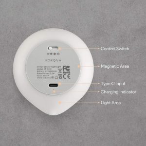 Aukey AiPower Rona Motion Sensor Night Light Aipower LED Motion Sensor Night Light Rechargeable, Wireless Stick-on Warm White Light with Built-in Infrared Movement Detector, USB C Charging - 2 PACK - KR-NL01 - Image 5