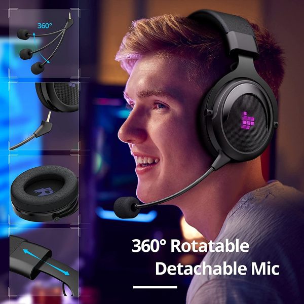 Tronsmart Shadow Wireless Gaming Headset with no Lag using 2.4 G Technology, 12 Hour Battery for PC, PS4, PS5 & other Consoles - Black / Purple - Image 3