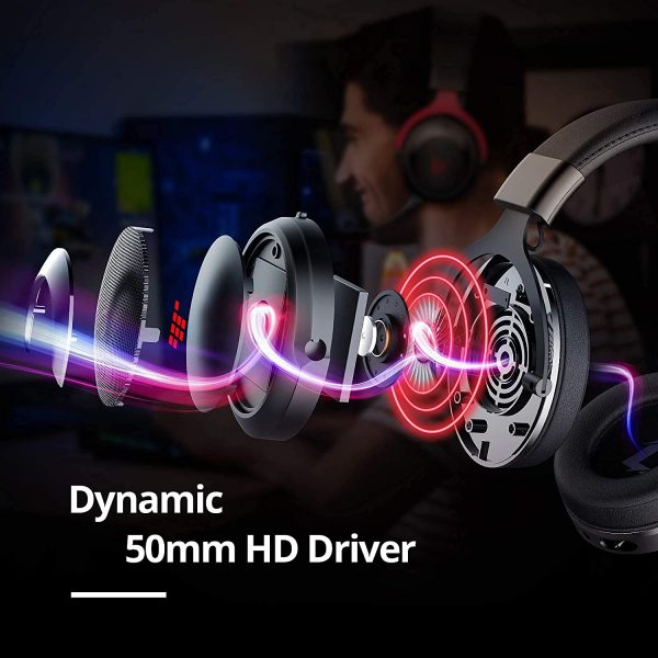 Tronsmart Shadow Wireless Gaming Headset with no Lag using 2.4 G Technology, 12 Hour Battery for PC, PS4, PS5 & other Consoles - Black / Purple - Image 2