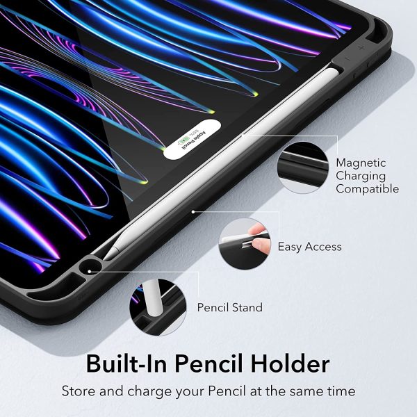 iPad Pro 11 2021 Rebound Pencil Case Convenient Pencil Holder & Soft Flexible TPU Back Cover - Black - Image 4