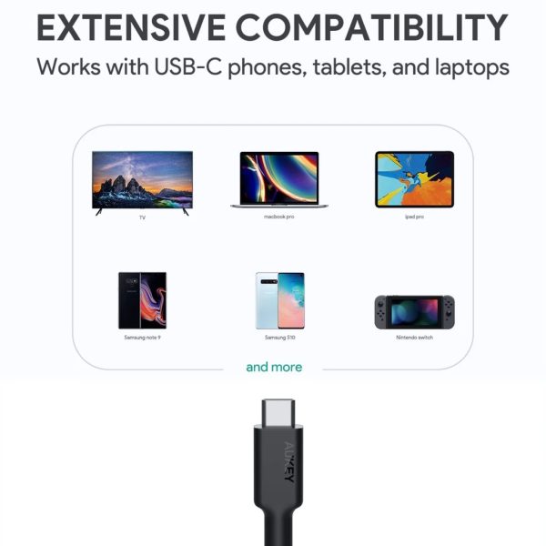 Aukey Gen2 E Marker PD 100W USB 3.1 Type C To Type C Cable - CB-CD21 - Black - 3 feet - Image 8