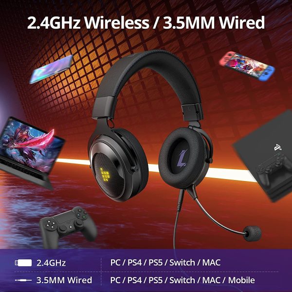 Tronsmart Shadow Wireless Gaming Headset with no Lag using 2.4 G Technology, 12 Hour Battery for PC, PS4, PS5 & other Consoles - Black / Purple - Image 7