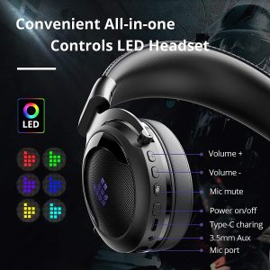 Tronsmart Shadow Wireless Gaming Headset with no Lag using 2.4 G Technology, 12 Hour Battery for PC, PS4, PS5 & other Consoles - Black / Purple - Image 5