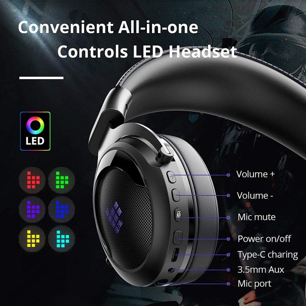 Tronsmart Shadow Wireless Gaming Headset with no Lag using 2.4 G Technology, 12 Hour Battery for PC, PS4, PS5 & other Consoles - Black / Purple - Image 5