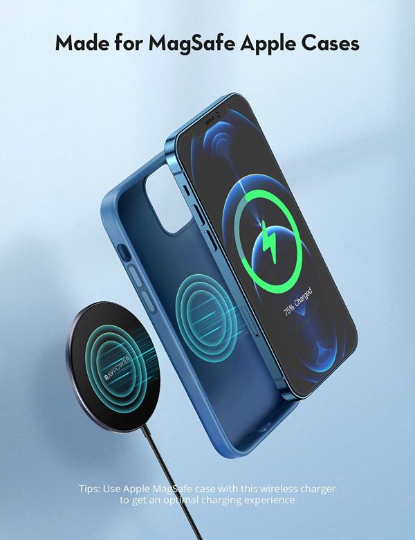 81NdUJf2vVL._AC_SL1500_ Ravpower Magnetic Wireless Charger 15W for iPhone 12 & other phones RP-WC012 - Black - Image 3