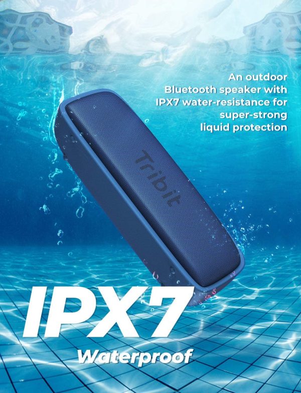 Tribit XSound Surf Bluetooth Speaker with Superior Clear Sound, Bluetooth 5, IPX7 Waterproof, Wireless Stereo Pairing, USB-C, 100ft Wireless Range Perfect for Home, Outdoor, Travel - Blue - Image 2