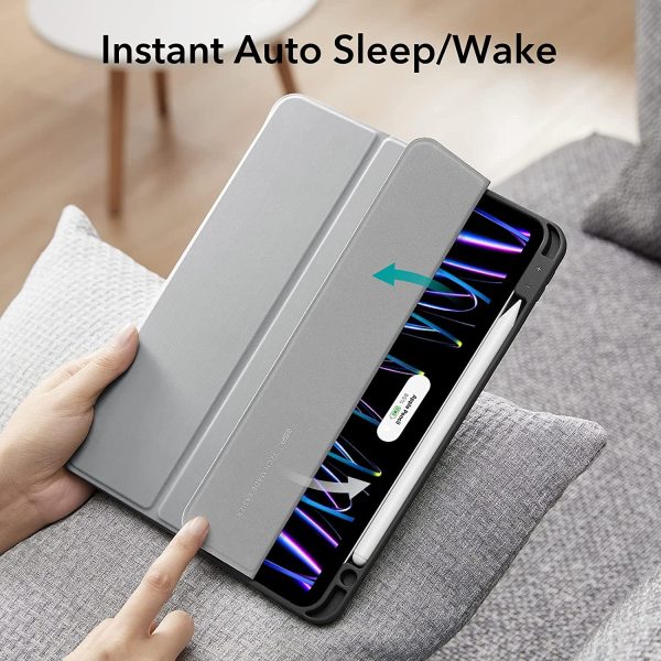 iPad Pro 11 2022 / 2021 Rebound Pencil Case Convenient Pencil Holder & Soft Flexible TPU Back Cover - Silver Gray - Image 8