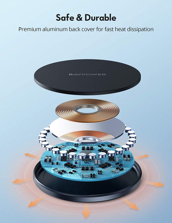 81r75QkLSiL._AC_SL1500_ Ravpower Magnetic Wireless Charger 15W for iPhone 12 & other phones RP-WC012 - Black - Image 5
