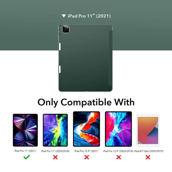 KF1(11)仙人掌绿 iPad Pro 11 2021 Rebound Pencil Case Convenient Pencil Holder & Soft Flexible TPU Back Cover - Forest Green - Image 9