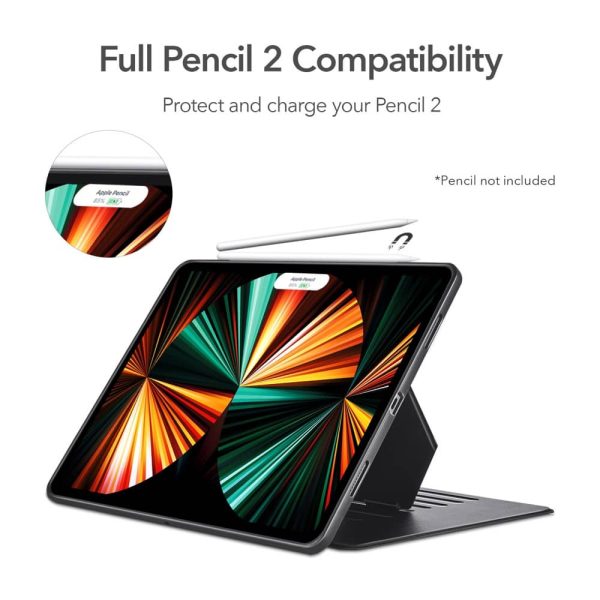 iPad Pro 12.9 2021 Sentry Stand Case with 9 Convenient Stand Angles with Strong Magnet for Hanging Rugged Protective Cover with Pencil Holder] [Auto Sleep/Wake] – Black - Image 7