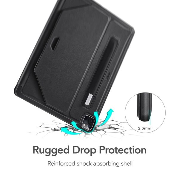 iPad Pro 12.9 2021 Sentry Stand Case with 9 Convenient Stand Angles with Strong Magnet for Hanging Rugged Protective Cover with Pencil Holder] [Auto Sleep/Wake] – Black - Image 6